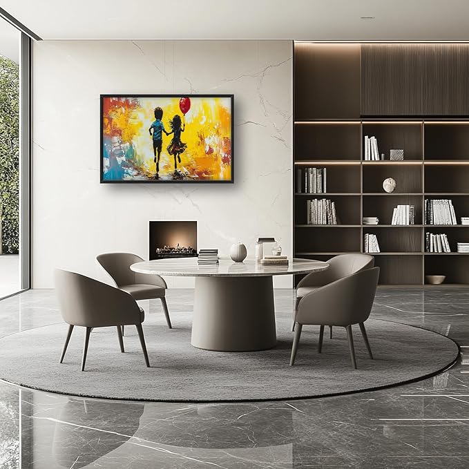 Framed Large Banksy Wall Art for Living Room, Oversized Colorful Graffiti Children Wall Decor, Peaceful Canvas Painting Pictures Modern Artwork Home Decoration for Living Room Bedroom 36"x24"-PurrikoPets