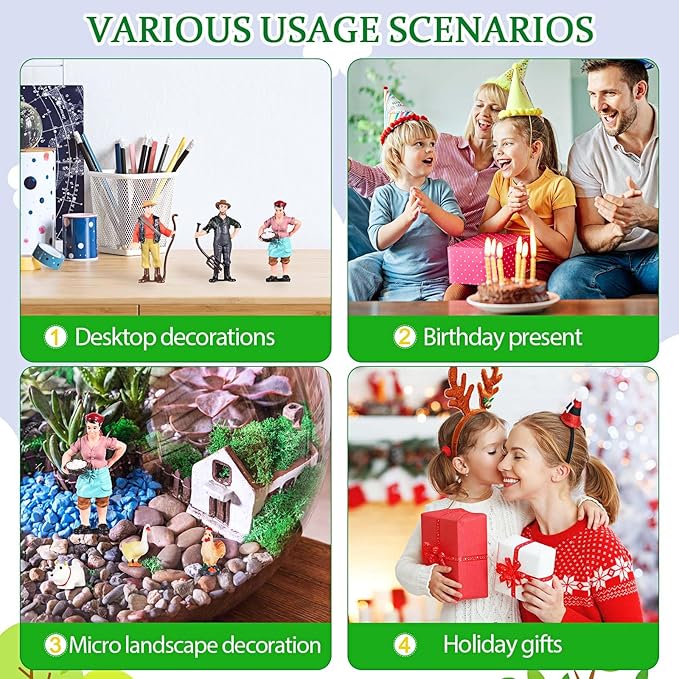 27 Pcs Farm Toys Set, 3 Little Farmer Figurines 9 Plastic Animals Figurines 10 Feed Food Fence Playset 4 Model Trees 1 Moss Mat Animal Farm Toys for Educational School Project Gift-PurrikoPets