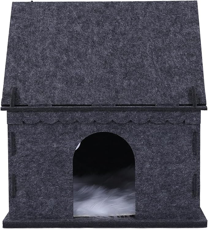 2-Tier Indoor Cat Apartment，Cozy Pet Cat Bed, Hideaway, and Sturdy Cat Castle for Multiple and Large Cats-PurrikoPets