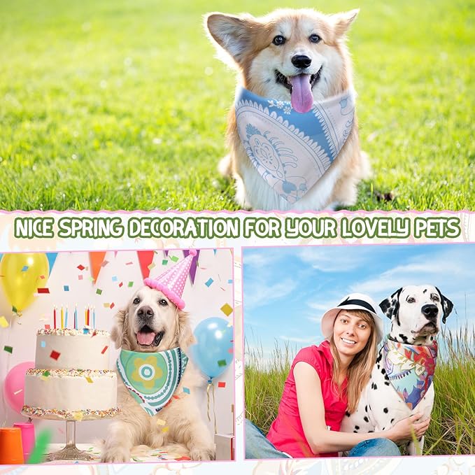 100 Pcs Dog Bandanas Bulk Pet Bibs Colorful Triangle Scarf Pet Bandanas for Medium Large Dogs Spring Summer Birthday Costume Decoration (Paisley)-PurrikoPets