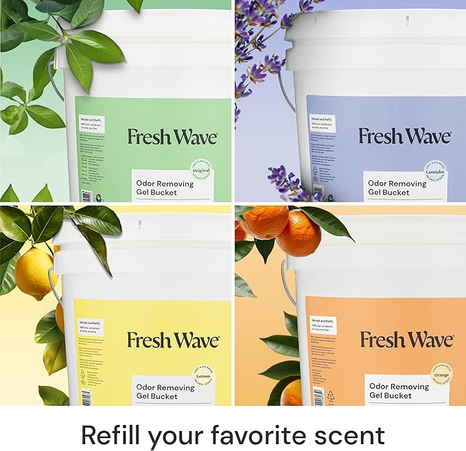 Fresh Wave Odor Removing Gel Bucket, 15.5 lb. (248 oz.) | Lemon Scent Refill | Odor Absorbers for Home | Safer Odor Relief | Natural Plant-Based Odor Eliminator | For Cooking, Trash & Pets-PurrikoPets