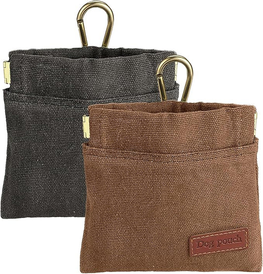 2PC Dog Treat Pouch,Dog Training Treat Reward Bag,Portable Puppy Hand Free Dog Walking Bag,Auto Closing Dog Food Dispenser,Behavior Aids for Puppy Travel or Outdoor(Grey+Khaki)-PurrikoPets