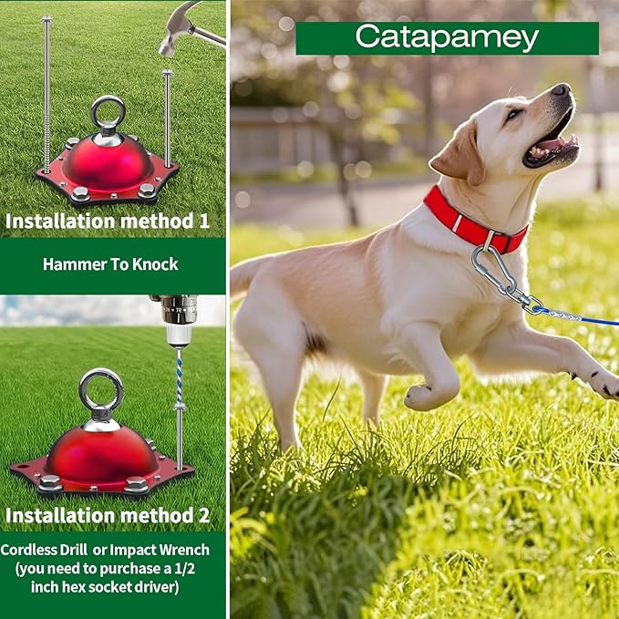 Dog Tie Out Cable and Stake for Yard,(up to 200lbs) 360°Swivel Dog Run Anchors- No Tangle,with 30FT Heavy Duty Tie Out Cable for Dogs,Runner for Yard,Ideal for Outdoor Camping-PurrikoPets