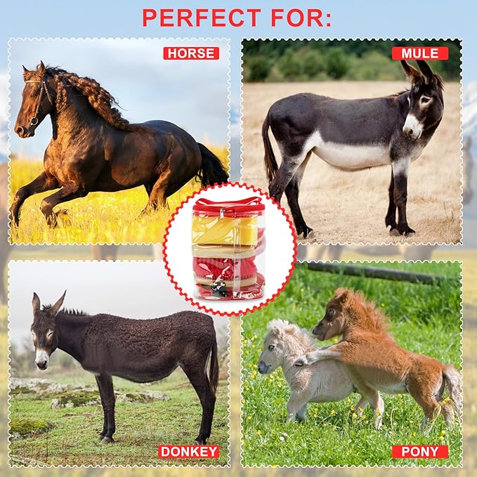 9 Pieces Grooming Kit with Tote Bag - Brush Set, Sweat Scraper, Sponge, Hoof Pick, Curry Comb for Horse Riders and Beginners (Red)-PurrikoPets