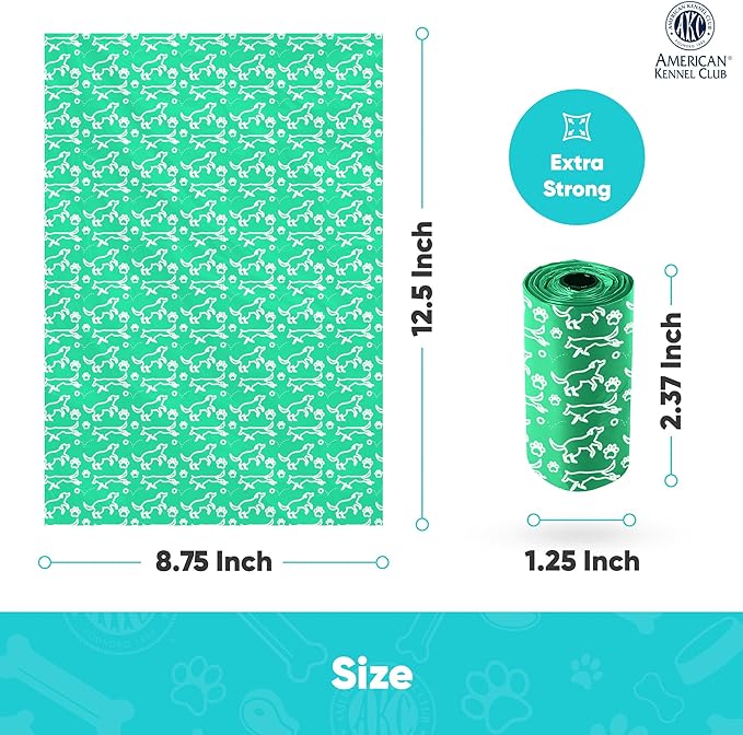 AKC Dog Poop Bags - Leak Proof Pet Waste Bags - 16 Refill Rolls - Lavender Scent - 240 Count (Puppy Print)-PurrikoPets