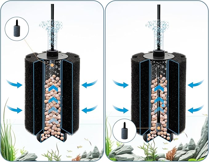 ALEGI 4pcs Large Aquarium Sponge Filter with Suction Cups, Check Valves for Breeding Fry Betta Shrimp Fish Tank ((Upgrade) 80-150 Gal 4 Pcs)-PurrikoPets