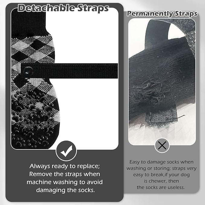 EXPAWLORER Anti Slip Dog Socks to Prevent Licking Paws, Dog Shoes for Hot Pavement, Dog Booties for Small Medium Large Senior Dogs, Traction Control Dog Boots & Paw Protectors for Hardwood Floors-PurrikoPets
