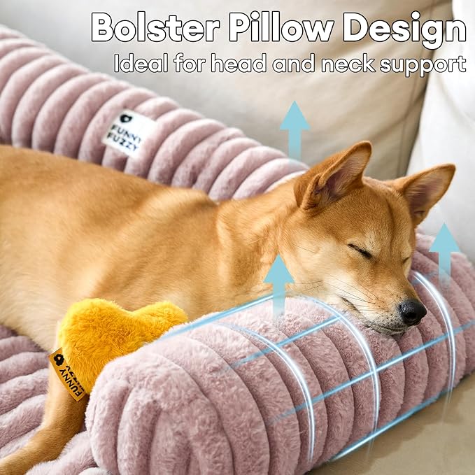 FUNNY FUZZY Pet Couch Cover for Sofa, Calming Dog Bed for Couch, Fluffy Plush Cat Bed Mat for Furniture Protector for Small Dogs and Kitten, 27×24 in, Pink-PurrikoPets