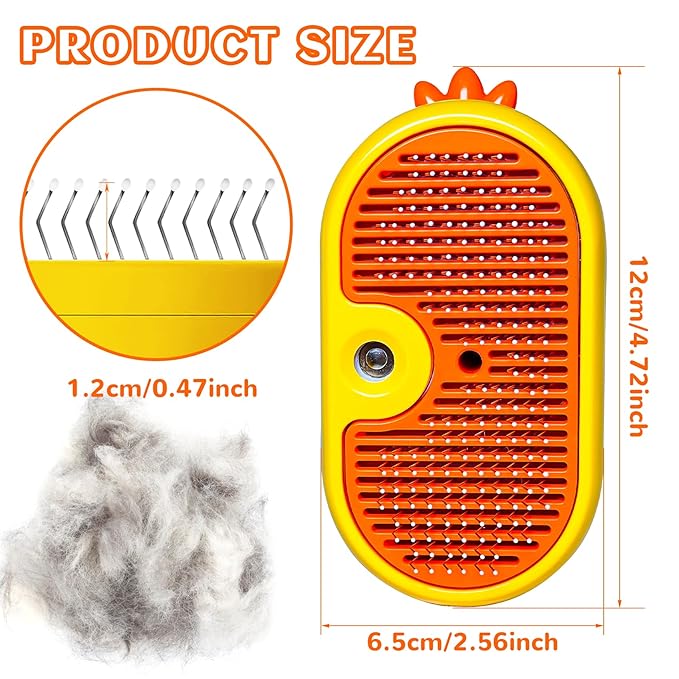3-in-1 Rechargeable Steam Brush for Cats & Dogs - Anti-Static Spray Pet Grooming Brush with Warm Mist Massage, Hair Shedding Control, Detangling Comb & Cleaning Tool for Effective Deshedding-PurrikoPets