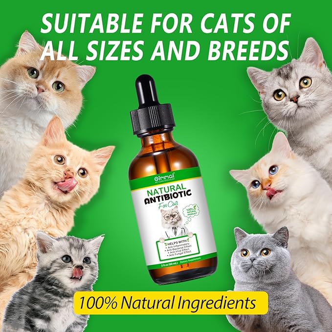2PACK Antibiotics for Cats, Cats Antibiotics for Injections, Natural antibiotic for Cat Immune & Allergy Relief, Cough Relief, Yeast Injection, UTI Treatments, Cat Antibiotic Supplement Drops, 2*60ML-PurrikoPets