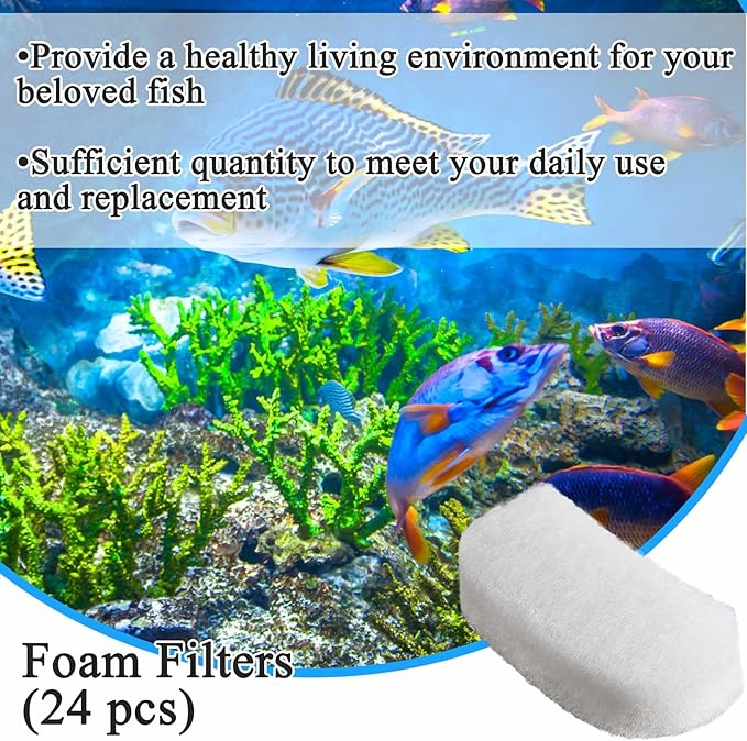 24 Pcs Filter Media Compatible with Fluval 106/107/206/207 Canister Filter Media Aquarium Polishing Pads 5.71 x 2.76 x 1.38 Inches Fish Tank Aquarium Accessories Replacement-PurrikoPets