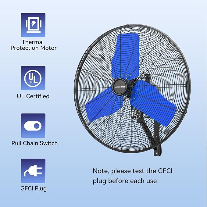 24 Inch 9500 CFM Waterproof Wall Fan Pro Series - Outdoor High Velocity Wall Mount Fan with Enclosed Motor for Residential, Warehouse, Patio, Shop, Garage, Barn UL Safety Listed-PurrikoPets