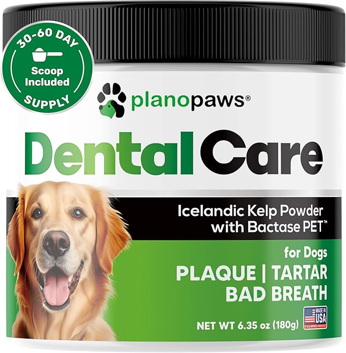 Dog Teeth Cleaning Powder - Plaque and Tartar Remover - Dental Powder with Bactase PET - Breath Freshener for Overall Dental Care - Supports Mouth, Teeth, and Gum Health for All Ages and Sizes-PurrikoPets