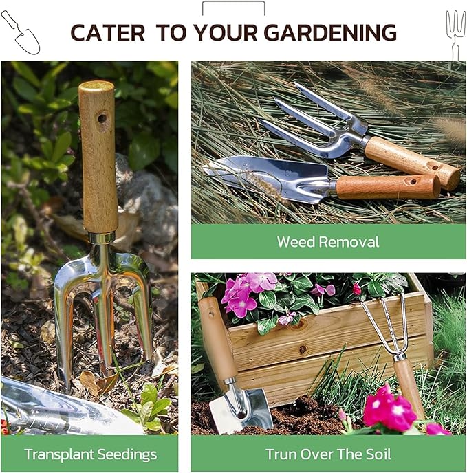 Gardening Tools 9-Piece Heavy Duty Garden Hand Tools with Fashion and Durable Garden Tools Organizer Handbag, Rust-Proof Garden Tool Set, Ideal Gardening Gifts for Women-PurrikoPets