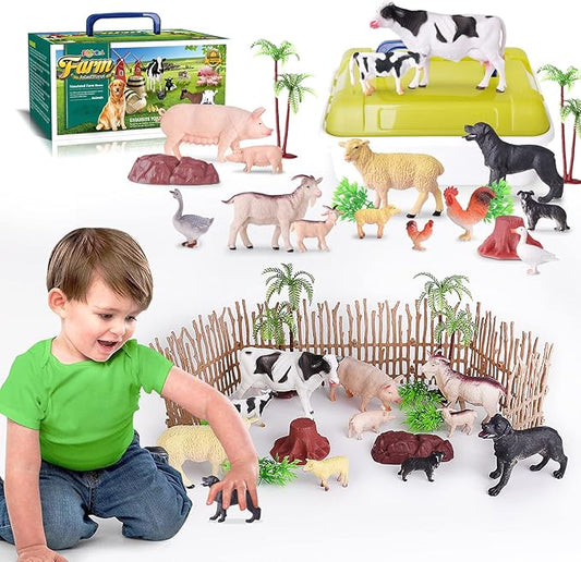 35 PCS Farm Animals Toys for Toddlers 3 Years Old Boys and Girls Realistic Animal Figures Playsets Toys for Kids 3~8 Christmas Birthday Gift-PurrikoPets