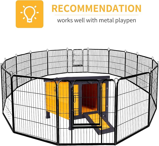 GEGURI Outdoor Cat House Weatherproof, Rabbit Hutch & Indoor Bunny Cage, Wooden Shelter for Feral Cats, Rabbits, Chickens & Small Animals-PurrikoPets