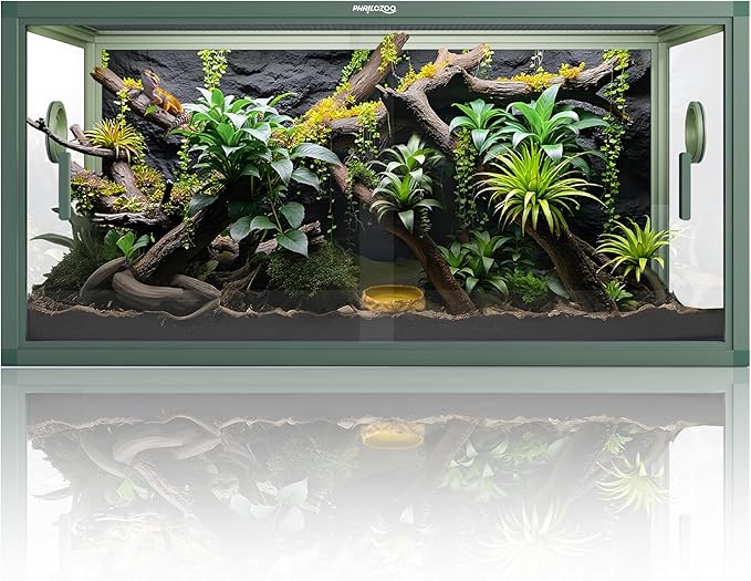50 Gallon Bearded Dragon Tank, Reptile Enclosure for Easy Maintenance, Front Opening Reptile Tank with Top Screen Ventilation & Glass Sliding Door 36''x18''x18''-PurrikoPets