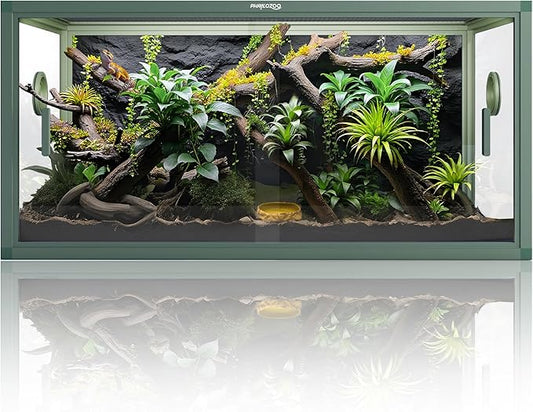 50 Gallon Bearded Dragon Tank, Reptile Enclosure for Easy Maintenance, Front Opening Reptile Tank with Top Screen Ventilation & Glass Sliding Door 36''x18''x18''-PurrikoPets