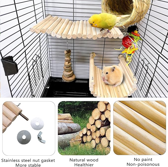 2Pcs Chinchilla Wood Ledge Hamster Wooden Flexible Platform Perch Climbing Toys Cage Accessories for Rat Mouse Sugar Glider Small Animal-PurrikoPets