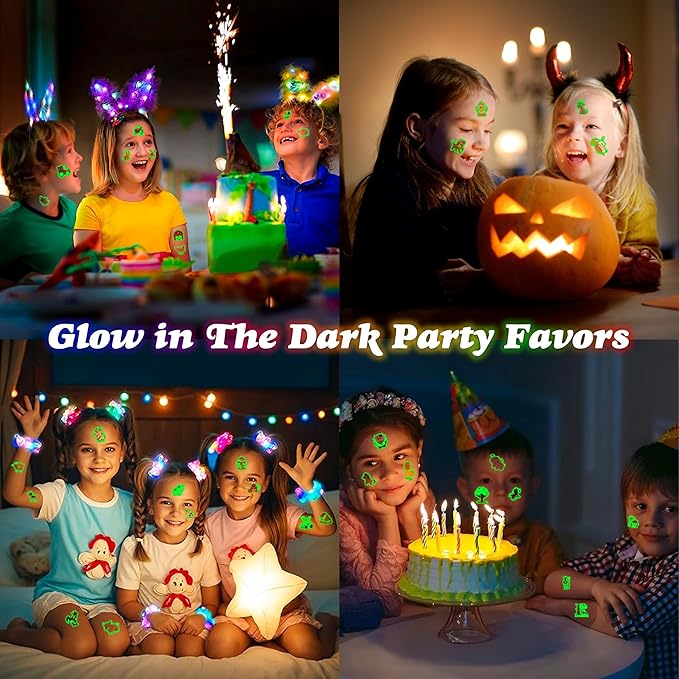 96 PCS Farm Barnyard Animal Glow In The Dark Pre-Cut Temporary Tattoos Sticker 1st First 2nd Birthday Decorations Party Favors Supplies Gift Boy Girl Farmhouse Tattoo School Reward Themed (Luminous)-PurrikoPets