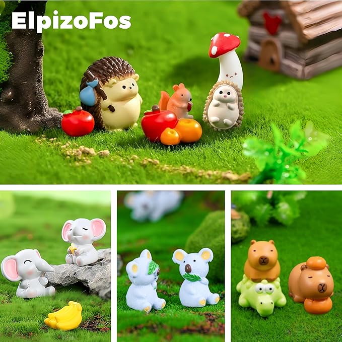100pcs Various Mini Resin Animals Figurines Miniature Figures Ornament Fairy Garden Accessories Micro Landscape Dollhouse Aquarium Bonsai Tiny Crafts Decor-PurrikoPets