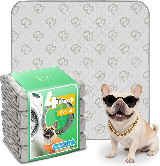 FXW Washable Pee Pads for Dogs, Puppy Pads with Super Absorbent, Specifically Designed for Potty Training, 35" Square, Khaki, 4 Packs-PurrikoPets