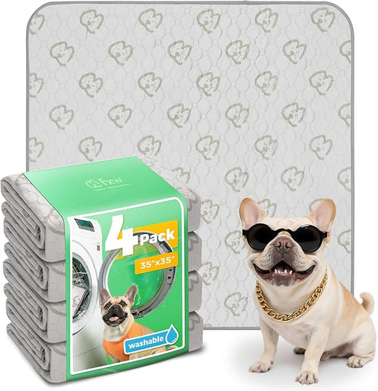 FXW Washable Pee Pads for Dogs, Puppy Pads with Super Absorbent, Specifically Designed for Potty Training, 35" Square, Khaki, 4 Packs-PurrikoPets