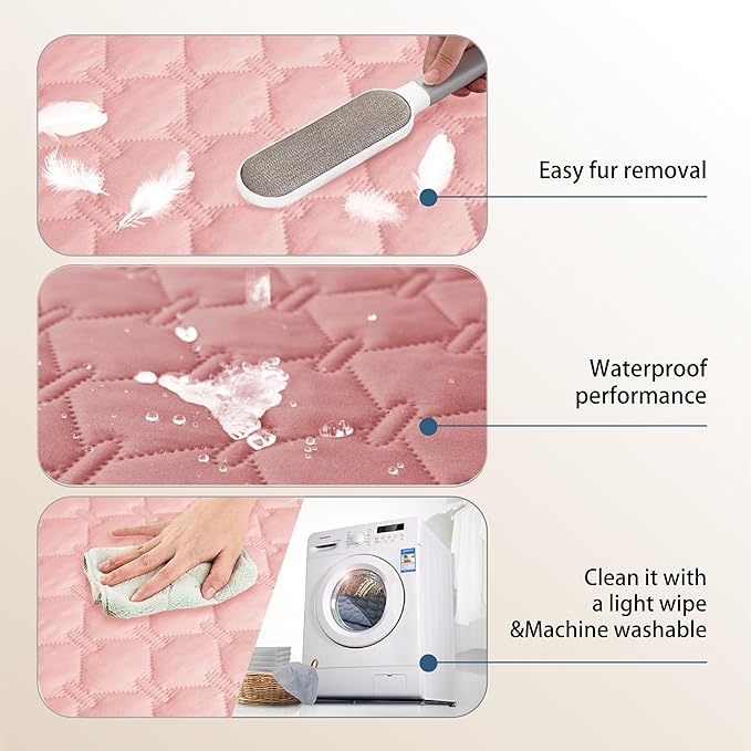 gogobunny 3X Stronger Waterproof Pet Blanket, Scratch Proof Furniture Protector for Dogs Cats, Reversible Cover 30x30 Inch, Dark Pink/Light Pink-PurrikoPets