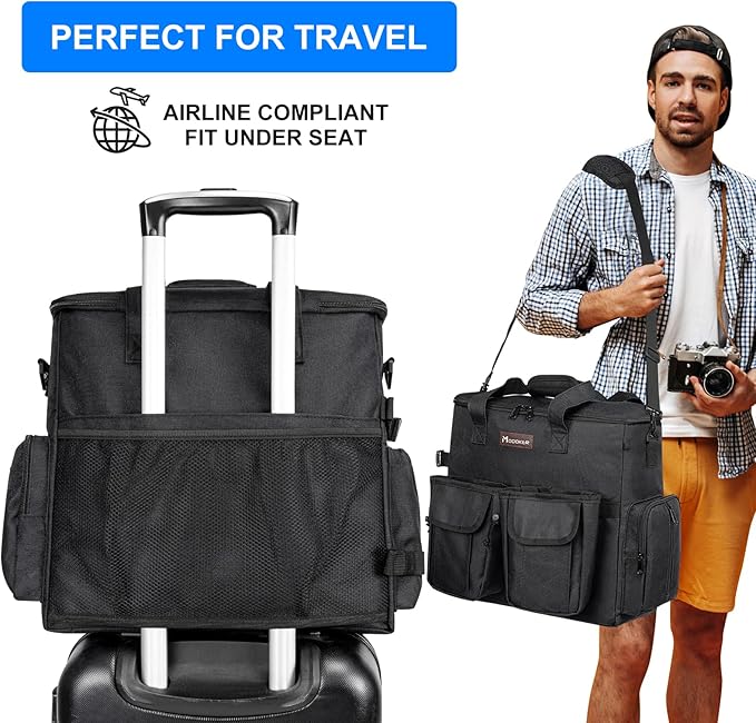 Dog Travel Bag, Airline Approved Pet Travel Bag with 2 Dog Treat Training Pouches for Weekend Pet Travel Supplies & Accessories, Black-PurrikoPets