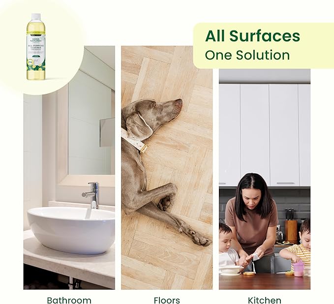 Good Natured Brand All-Purpose Cleaner Concentrate | Multi-Surface Cleaner | Natural Lemon Essential Oil | Multipurpose Cleaner Concentrate All Surfaces | Lemon Love | 16oz makes 256oz-PurrikoPets