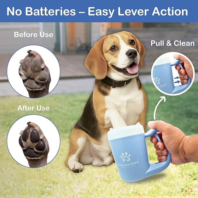 Dog Paw Cleaner for Small & Medium Dogs – Portable Paw Washer Cup with Soft Silicone Brush, Towel & Moisturizing Balm – Gently Cleans Muddy Paws After Walks (Blue, Small)-PurrikoPets