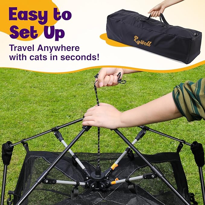 Extra Large Catio Outdoor Cat Enclosure Rywell 2-Tier Cat Tent for Patio, Balcony, Indoor & Camping, Foldable Outdoor Cat Playpen with Windows, Weatherproof Sunproof (Carry Bag Included)-PurrikoPets