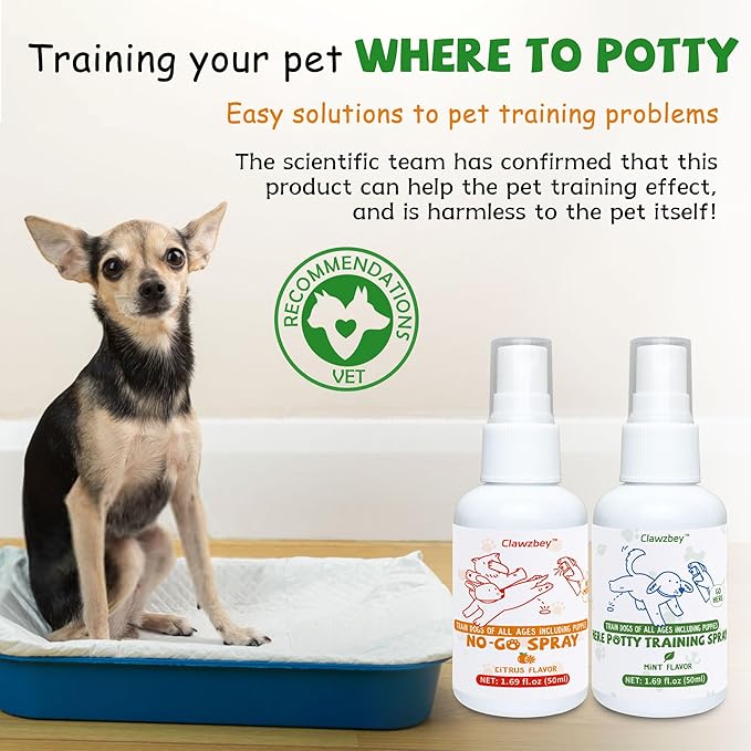Dog Potty Spray Set, No-Go Spray & Potty Training Spray, Puppy Essentials, Stops Urination & Marking, Indoor and Outdoor Use (1.69 fl oz)-PurrikoPets