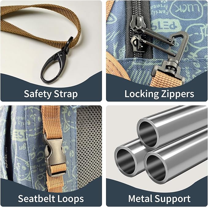 Extra Large Cat Carrier Soft Sided, Portable Small Dog Carrier for 2 Cats, 24"x16.5"x16" Car Travel Folding Comfortable Design, Navy-PurrikoPets