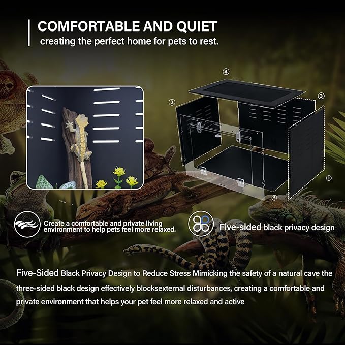 10 Gallon Reptile Tank – Reptile Enclosure for Leopard Geckos, Snakes & Bearded Dragons – Lizard Tank, Hermit Crab & Gecko Habitat-PurrikoPets