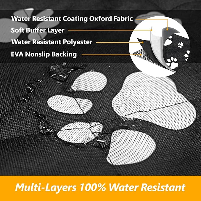 F-color SUV Cargo Liner for Dogs, Upgraded Extra Large Water Resistant Pet Cargo Cover Dog Seat Cover Mat for SUV Sedans Vans with Bumper Flap Protector, Non-Slip, Wear-Proof, Universal Fit, Paw Print-PurrikoPets