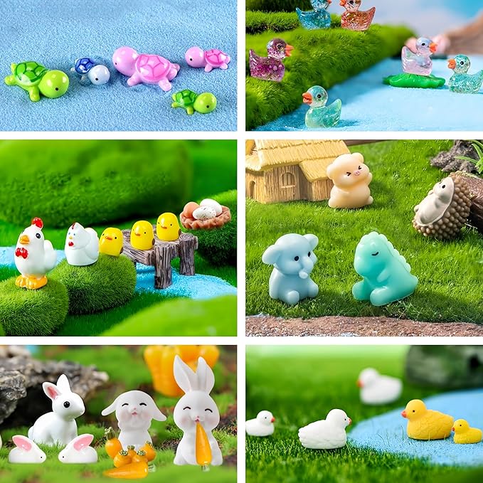100pcs Various Mini Resin Animals Figurines Miniature Figures Ornament Fairy Garden Accessories Micro Landscape Dollhouse Aquarium Bonsai Tiny Crafts Decor-PurrikoPets