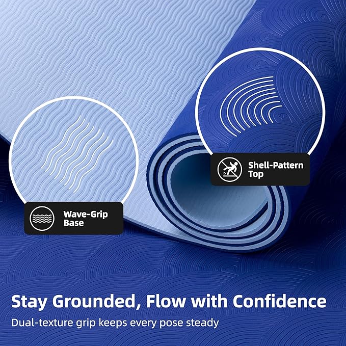 Extra Large Yoga Mat - 72"x35", 72"x48", 78"x57" - Wide TPE Exercise Mat for Home, Stretching, Couples & Family Workouts - 6-12mm Thick, Non-Slip & Waterproof - with Carry Bag and Straps-PurrikoPets