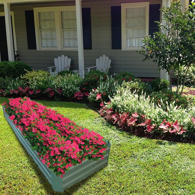 8x2x1ft Metal Raised Garden Bed Kit，Galvanized Garden Bed Box for Vegetables, Flowers, Herbs, and Succulents,120 Gallon Capacity - Green-PurrikoPets
