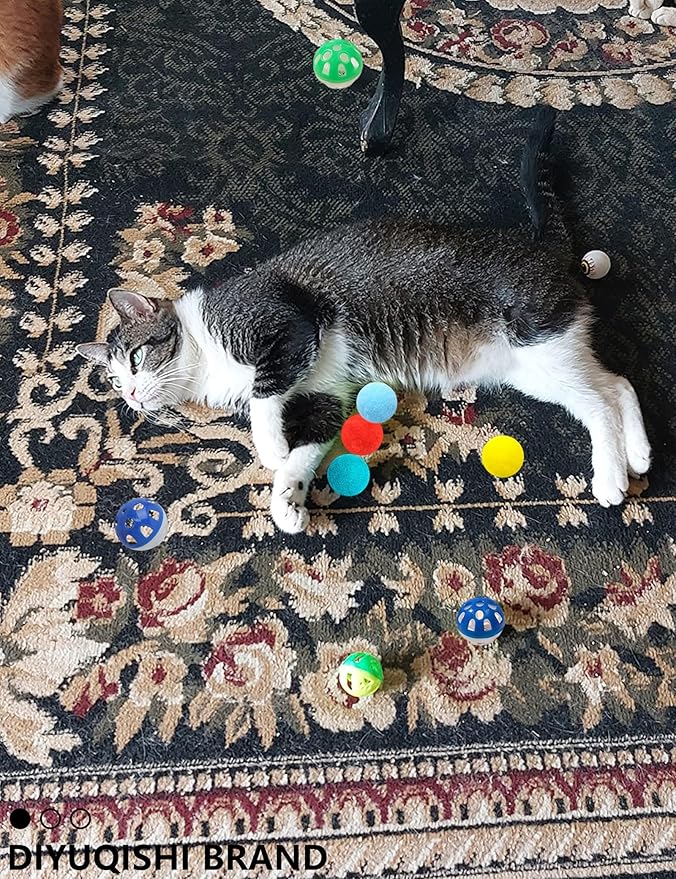 40-Piece Cat Toy Variety Pack for Indoor Cats and Kittens, Bouncy Paws (1.5'' - 2.2'', Cat Toys Deluxe Pack)-PurrikoPets