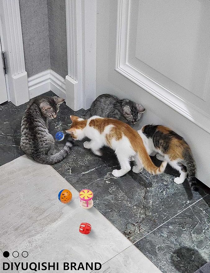 40-Piece Cat Toy Variety Pack for Indoor Cats and Kittens, Bouncy Paws (1.5'' - 2.2'', Cat Toys Deluxe Pack)-PurrikoPets