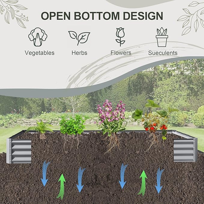 Domi Galvanized Raised Garden Bed, 6x3x1Ft Thickening Metal Planter Box for Vegetables Bottomless for Backyard Outdoor, 1" Deep w/ 128 Gallon Capacity - Silvery-PurrikoPets