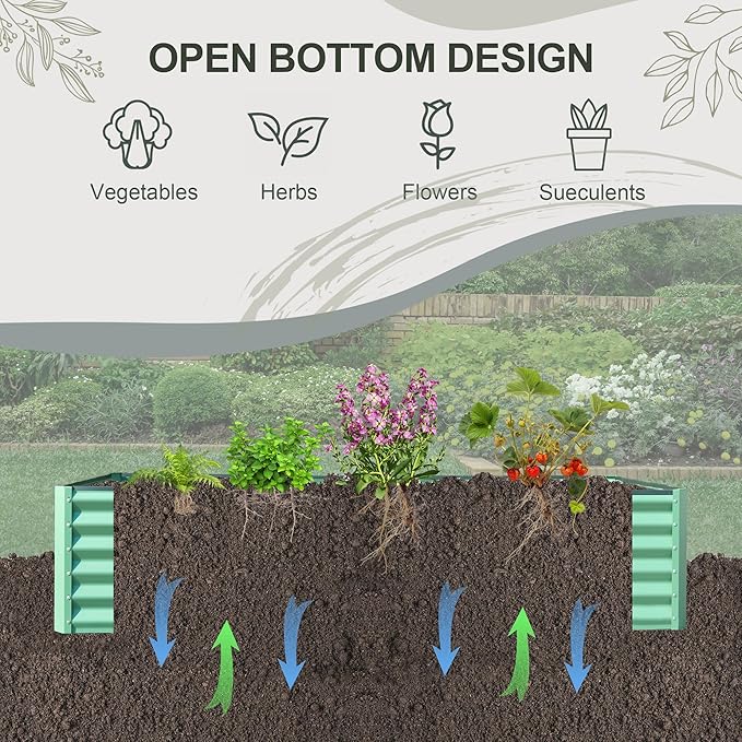 Domi Raised Garden Beds Outdoor, 6x3x1.5Ft Thickening Tall Metal Rectangular Deep Root Box Planter for Vegetables, Flowers, Herbs, and Succulents 1.5" Deep w/ 192 Gallon Capacity - Green-PurrikoPets