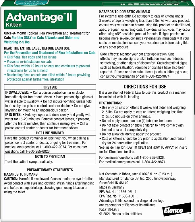 Advantage II Kitten Vet-Recommended Flea Treatment & Prevention | Cats 2-5 lbs. | 2-Month Supply-PurrikoPets