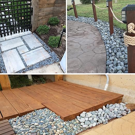 18 Pounds Natural River Rocks Mexican Beach Pebbles for Garden Landscape Stone Paving Stone Grey (1Inch)-PurrikoPets