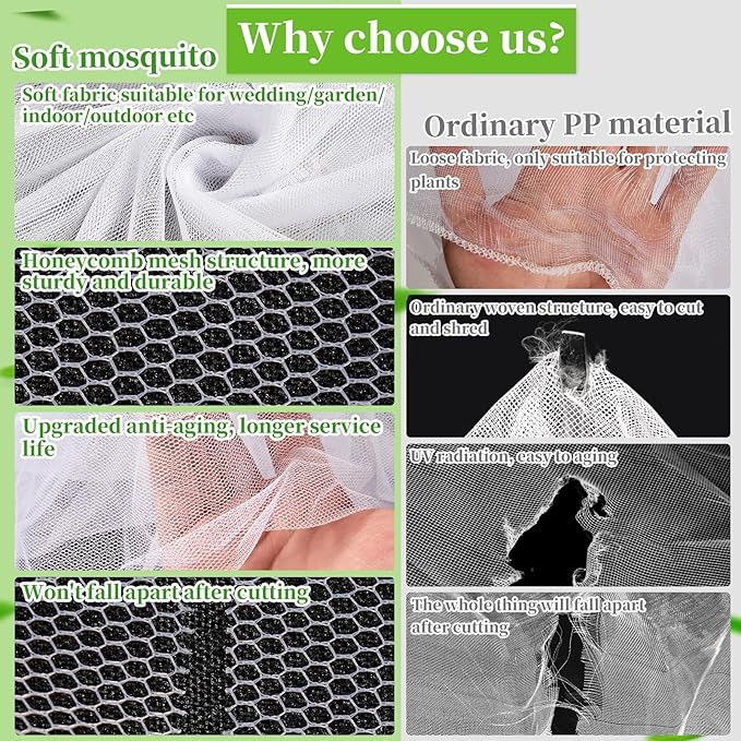 78x10Ft Mosquito Netting Garden Mesh Netting, Bug Insect Mosquito Fly Bird Net, Animals Barrier Protection Net, White 3x24m-PurrikoPets