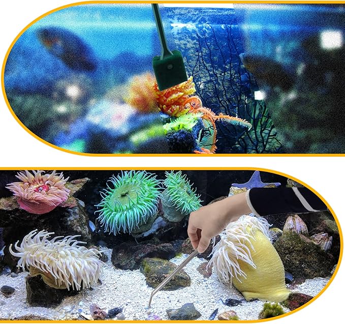 Fish Tank Cleaning Tools, 8 in 1 Aquarium Feeder Tools Kit, Aquarium Plants Cleaner, Stainless Steel Feeding-PurrikoPets