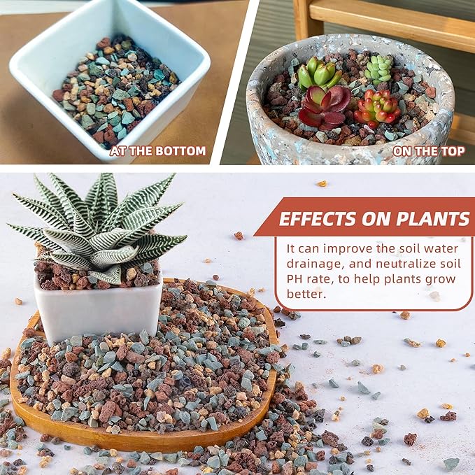 15lb Mix Horticultural Lava Rock Pebbles Pumice Potting Soil Amendment Succulent Cactus Bonsai Gritty Rock Decorative Gravel Plant Drainage Volcanic Rock for Aquarium Fairy Gardening Top Dressing-PurrikoPets