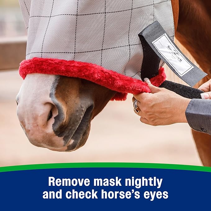 Farnam SuperMask II Fly Mask Without Ears for Larger Horses, Full Face Coverage and Eye Protection from Insect Pests, Structured Classic Styling Mesh with Plush Trim, XL Size-PurrikoPets