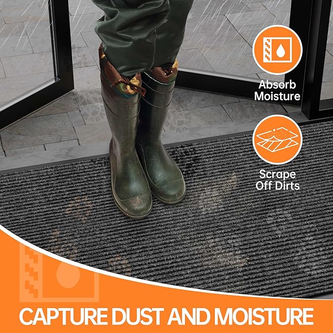 Front Door Mat, 10' x 3' Commercial Floor Mat, Heavy Duty Welcome Mat, Rubber Backing Non Slip Doormat for Entryway-PurrikoPets